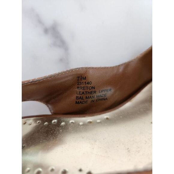 Maripe womens 7.5 leather medium brown high heel bow peep toe slingback block he - Picture 4 of 7